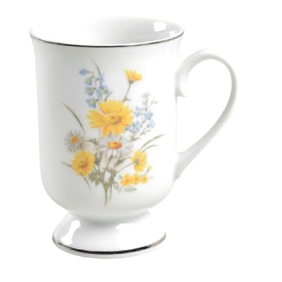 Marsh Marigold Porcelain Footed Cups By Fanci Floral Collection. Vintage - Picture 3 of 5